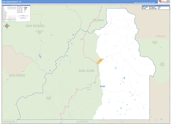 San Juan County, CO Zip Code Map